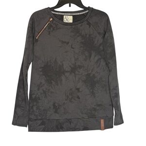 Ampersand Ave. Sweatshirt Charcoal M 100% Cotton Tie-Dye Zipper Detail Pullover